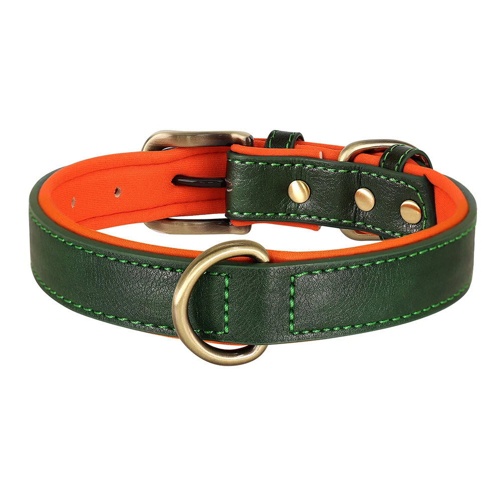Blue PU leather pet collar, durable and adjustable, suitable for small to medium dogs