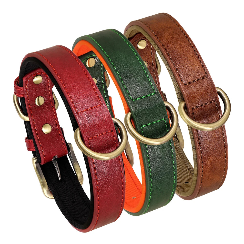 High-quality yellow PU leather dog collar, adjustable and padded for optimal pet comfort