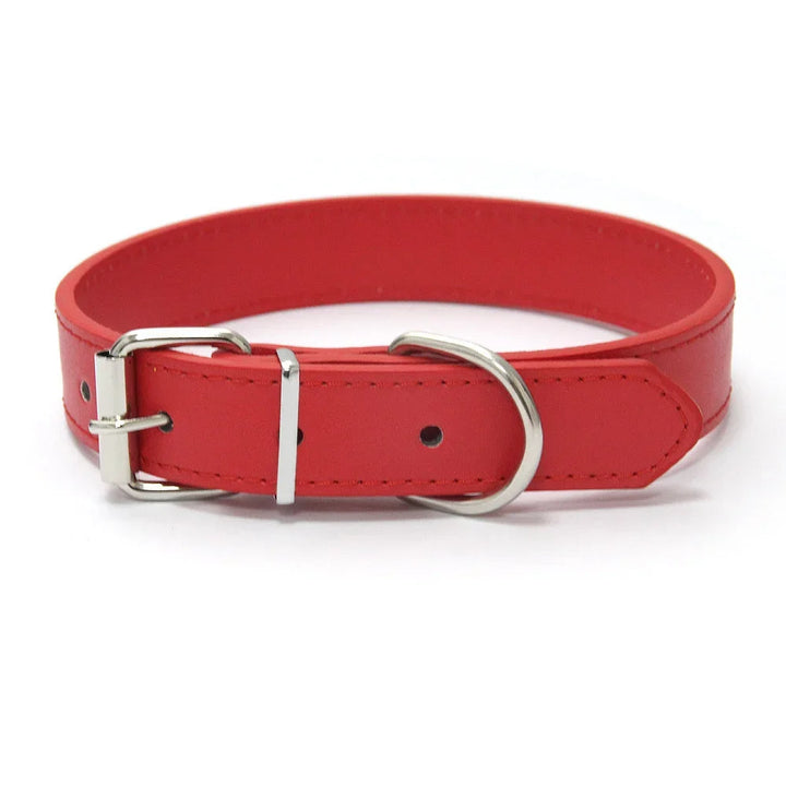 Green padded adjustable dog collar, durable PU leather pet accessory for comfort.
