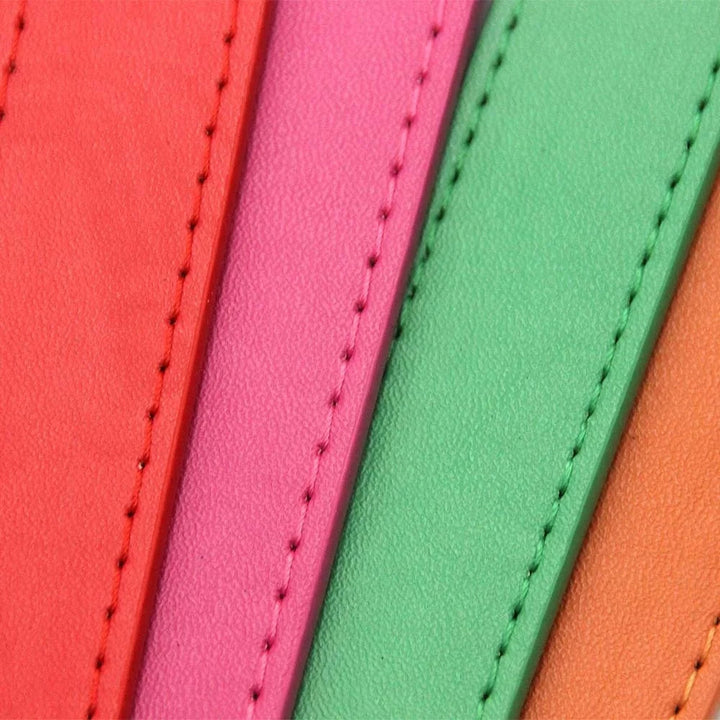 Red PU leather dog collar, adjustable, padded for durability & comfort, solid color.