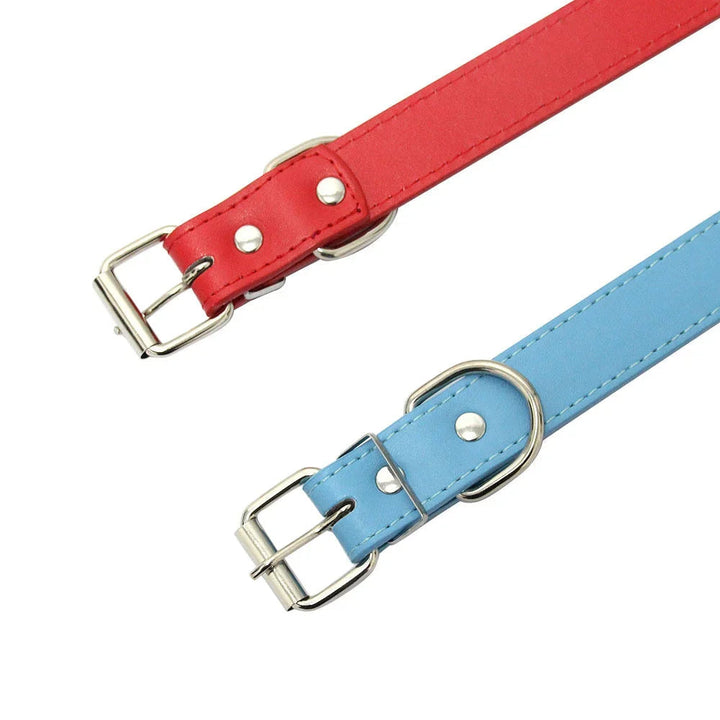 Green PU leather dog collar, adjustable & padded for comfort, durable pet accessory.