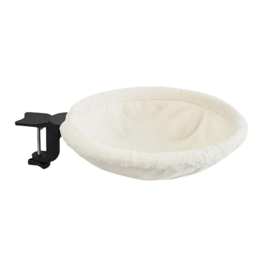 Two tone adjustable cat desk bed seat with gray and white faux fur, a stylish pet accessory.