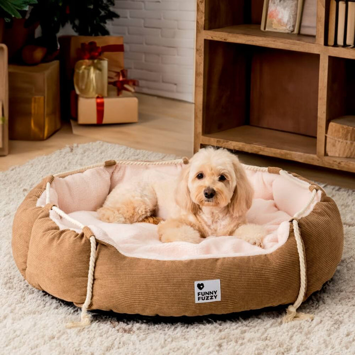 Adjustable chew-resistant corduroy dog bed for ultimate pet comfort