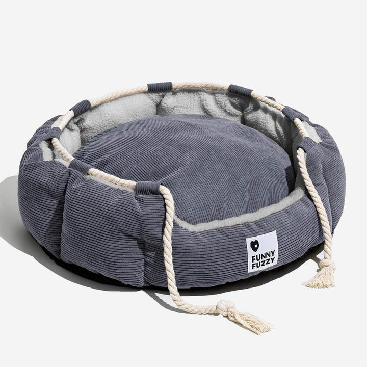 Machine washable, chew-resistant, adjustable pet bed for dog and cat comfort