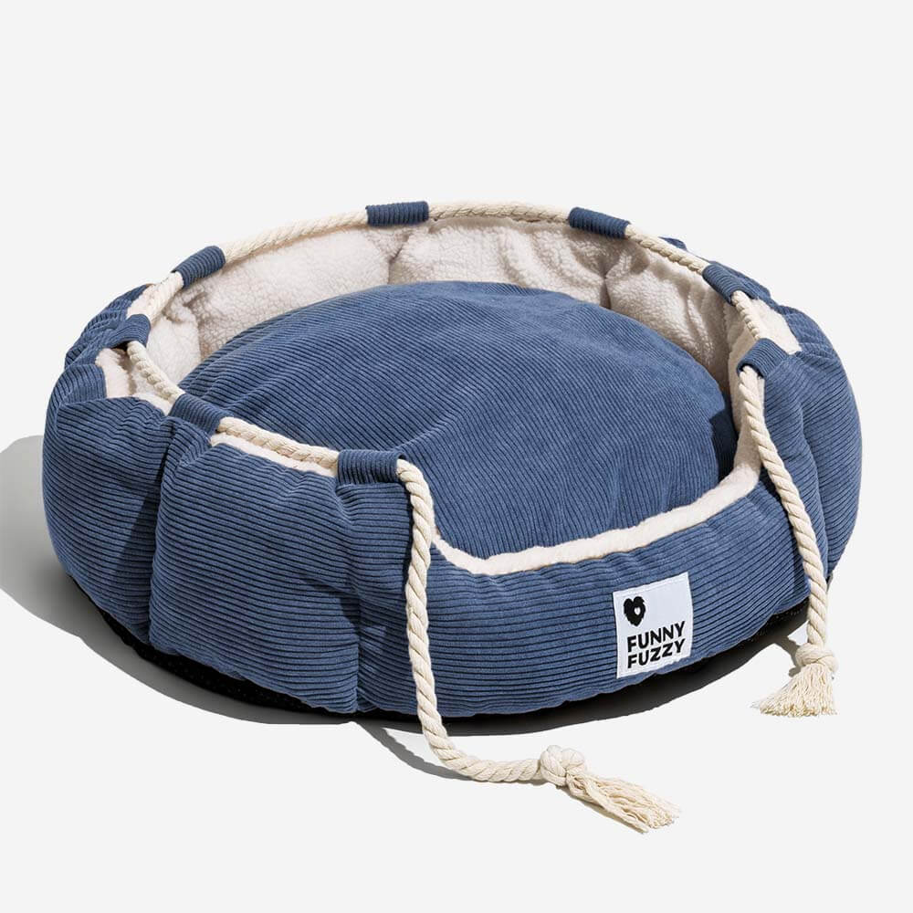 Adjustable corduroy dog bed: chew-resistant design for lasting pet enjoyment
