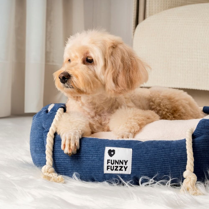 Adjustable pull rope pet bed, durable and chew-resistant for dog's joy