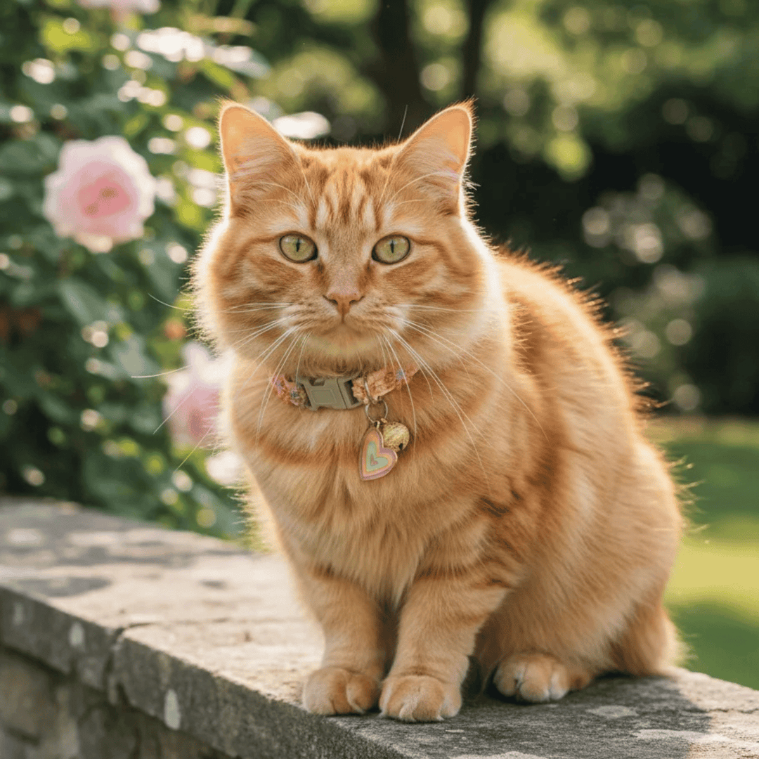 Nylon floral pet collar for small cats or dogs, featuring a silver jingling bell