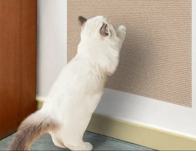 Cat scratcher furniture protector, non-woven fabric, tan color, safeguarding couch arm