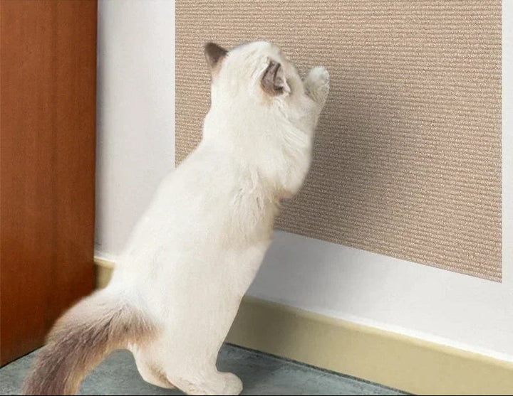 Cat scratcher furniture protector, non-woven fabric, tan color, safeguarding couch arm