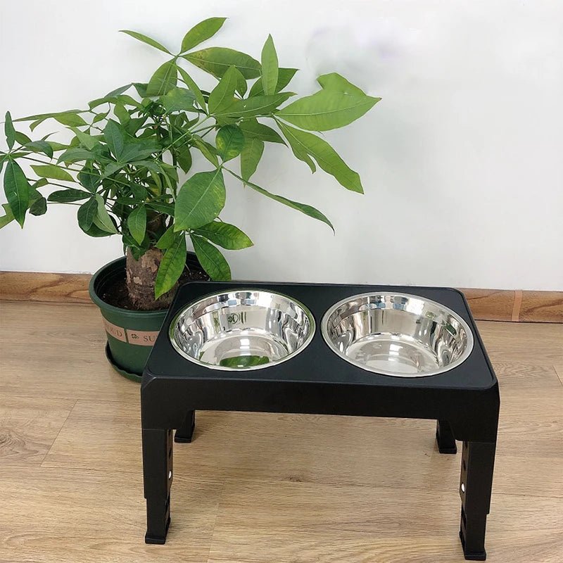 Pet dining solution: adjustable elevated dog feeder with rust-resistant stainless steel bowls for dog health.
