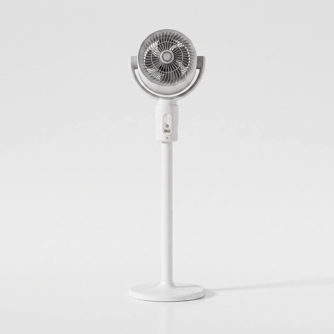Modern oscillating pedestal fan with adjustable height, ideal for efficient home cooling & office comfort.