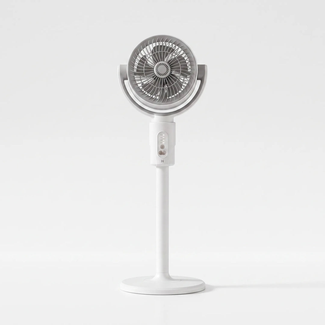 Energy-efficient adjustable pedestal fan, designed for continuous home cooling and office airflow.