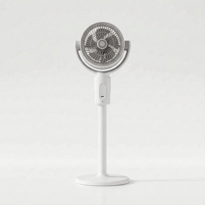 Flexible adjustable height fan, providing powerful cooling as a desk or floor fan for home & office.