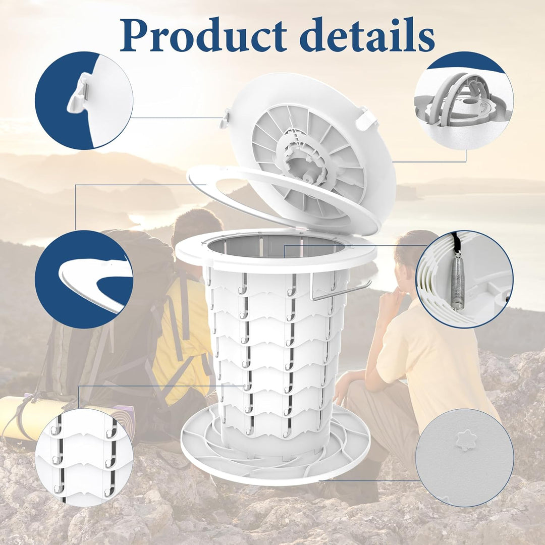 Compact folding portable toilet for travel emergencies, camping & hiking.