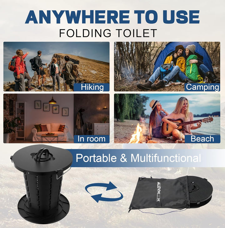 Outdoor gear: Adjustable height portable toilet for camping & travel convenience.