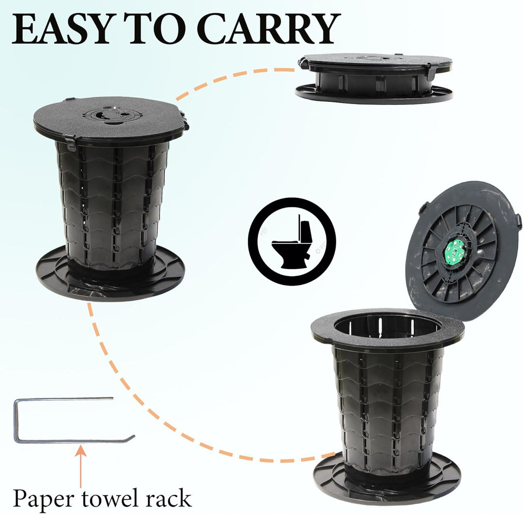 Portable travel stool with adjustable height for camping, road trips & outdoor.