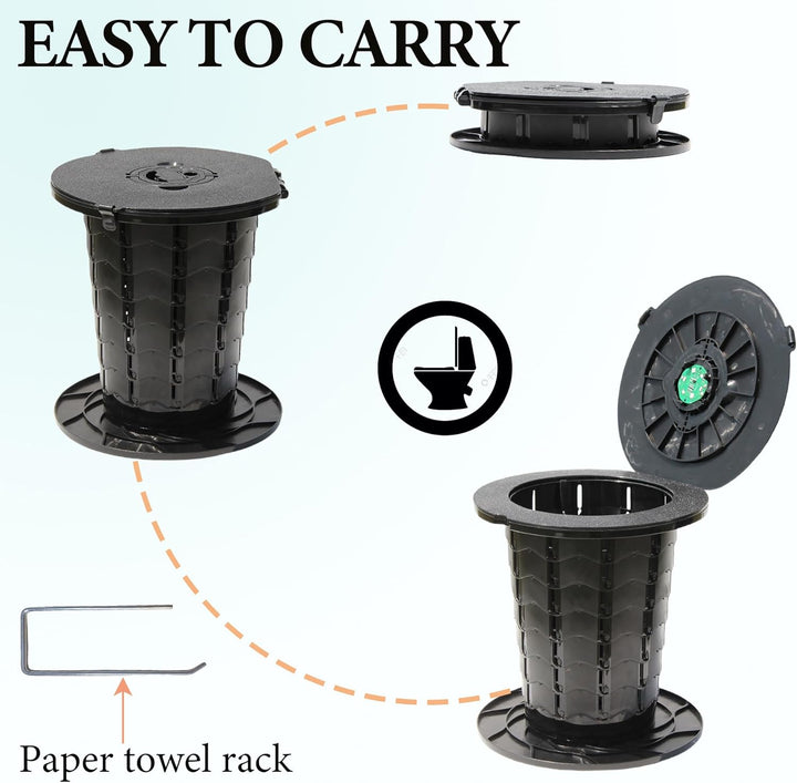 Portable travel stool with adjustable height for camping, road trips & outdoor.