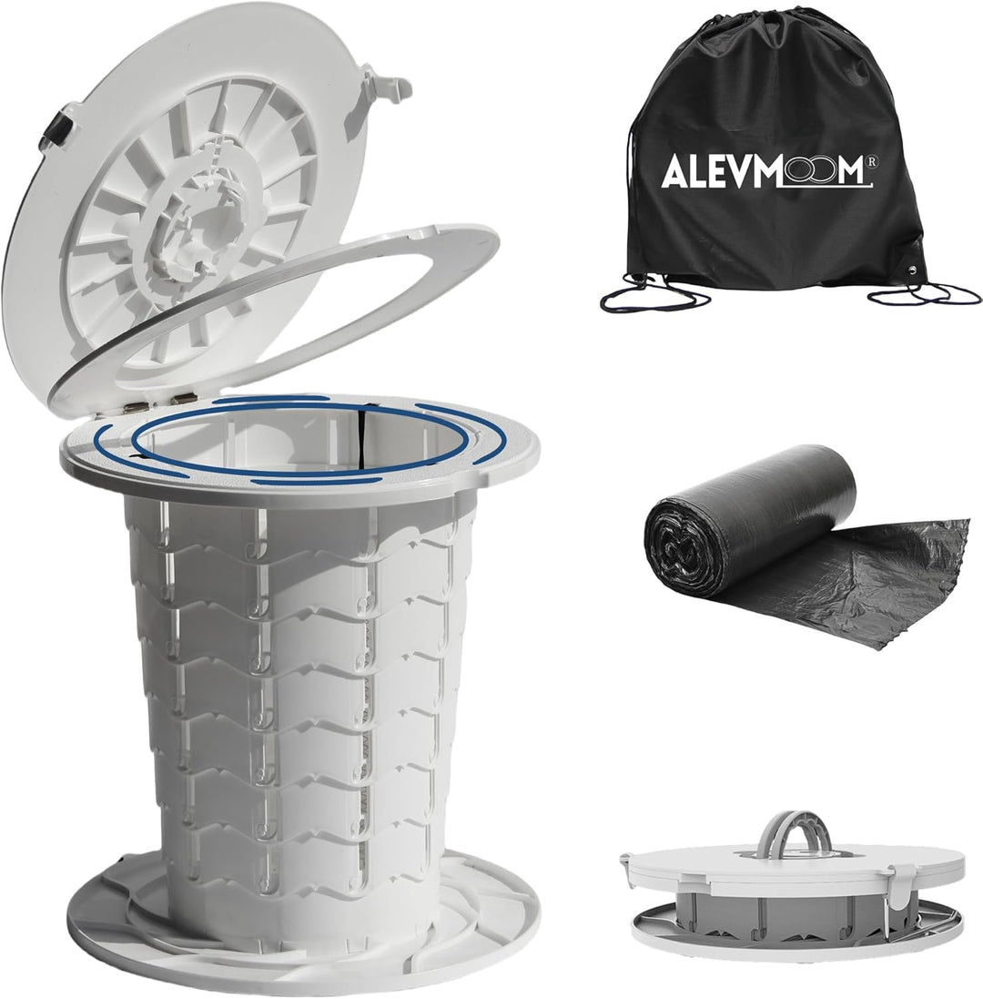 Travel portable toilet, perfect for camping, RVs, and emergency situations.