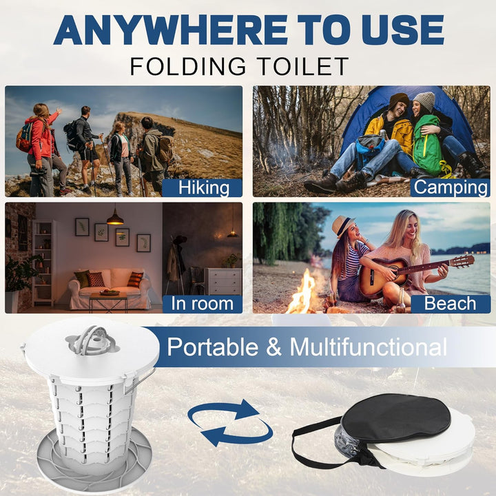Green portable toilet for camping, hiking, and outdoor travel needs.
