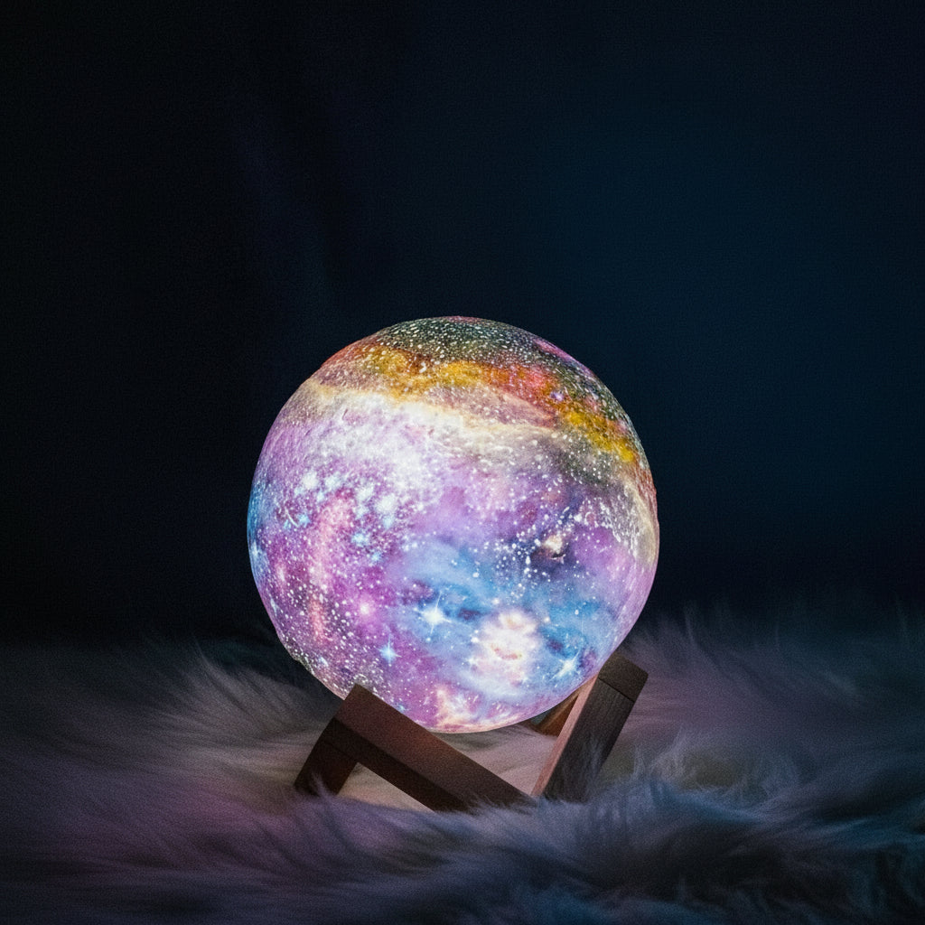 Adjustable LED ambient light globe lamp, modern home decor.