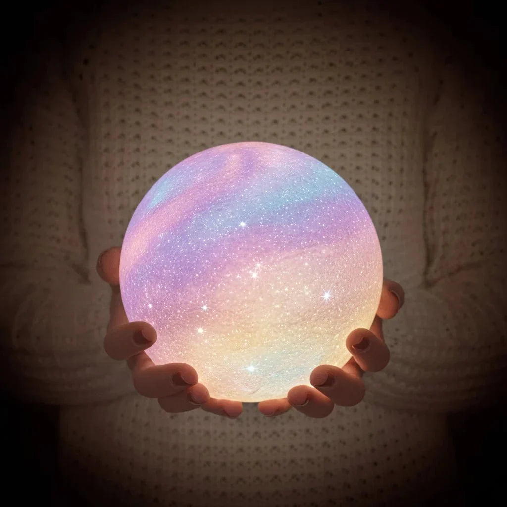 Smart adjustable LED globe lamp, dimmable RGB ambient light for personalized home.