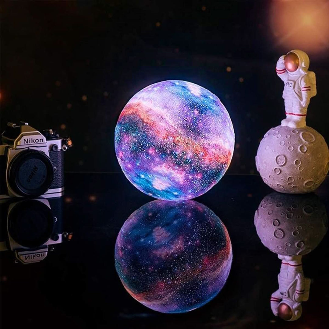 RGB LED globe lamp, adjustable mood lighting for living room or bedroom.