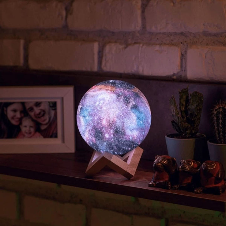 Dimmable LED ambient light globe, ideal night light for relaxing bedroom decor.