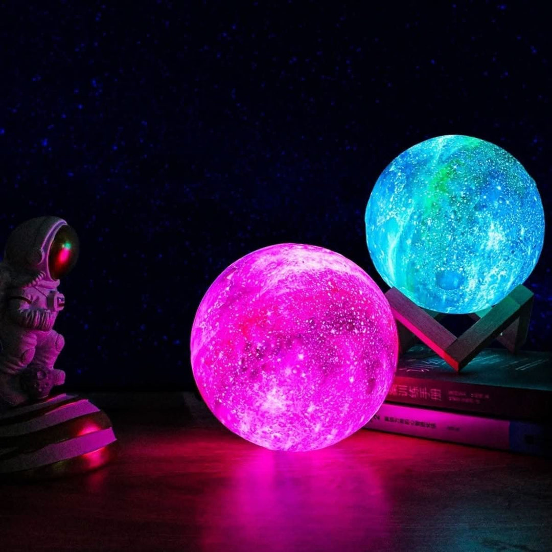 Soft glowing LED globe night light, dimmable ambient lamp for cozy bedroom decor.