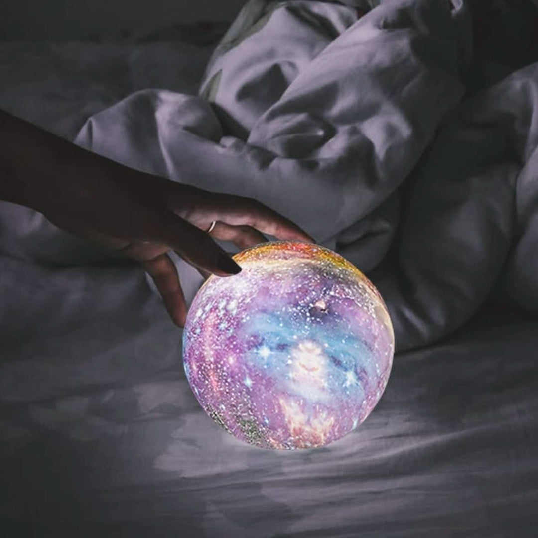 Color-changing RGB LED globe lamp, adjustable ambient light for dynamic home mood.
