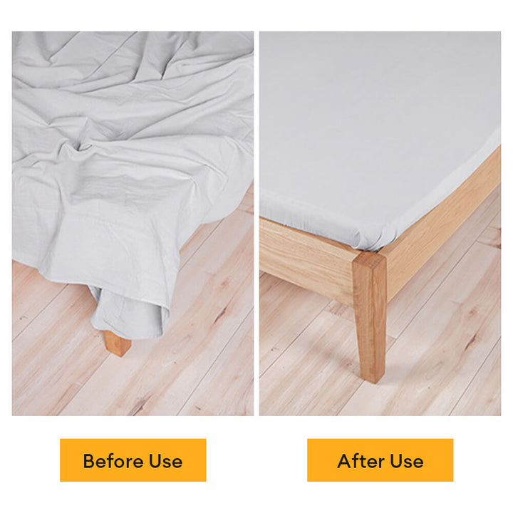 Set of non-slip elastic sheet fasteners in black, ideal for keeping bed sheets snug
