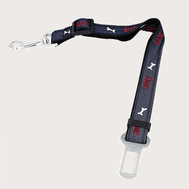 Car safety leash for pets, black nylon with heavy-duty metal clip for secure attachment