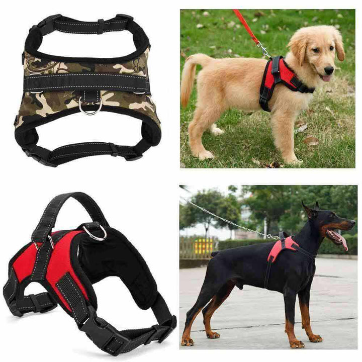 Comfortable red adjustable padded dog harness for small dogs, perfect for daily walking and training.