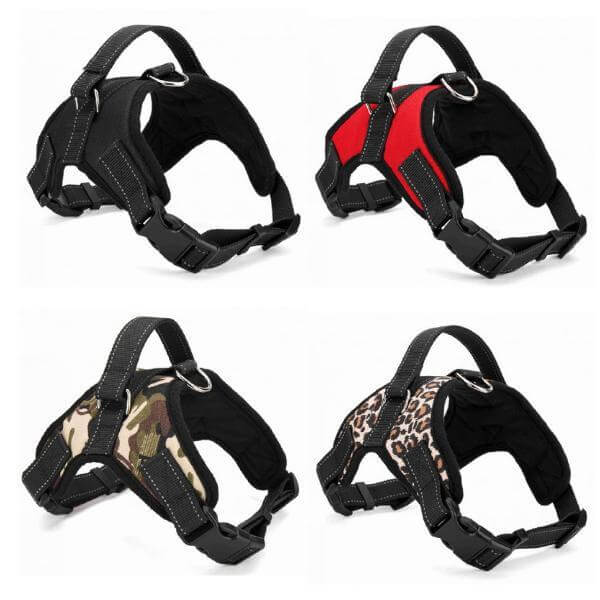 Close-up of the breathable mesh padding on an adjustable dog harness, designed for ultimate comfort.