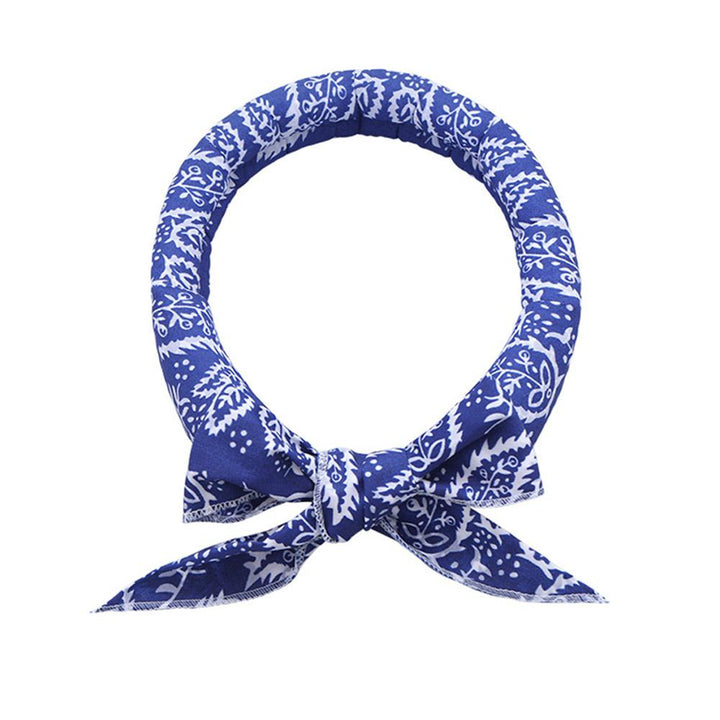 Packaging for an adjustable pet cooling scarf, dog and cat gear for summer, promotes pet comfort