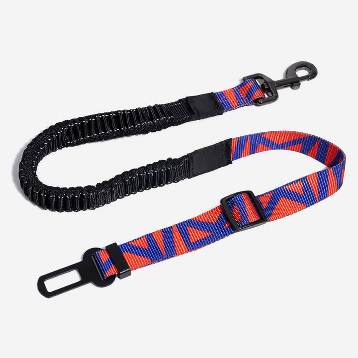 Adjustable pet safety car seat belt in black for safe dog travel, durable nylon harness.