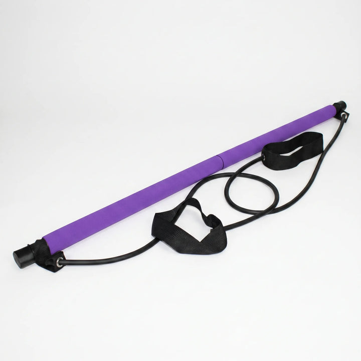 Portable Pilates workout stick with adjustable resistance bands, perfect for home gym, core training & exercise.