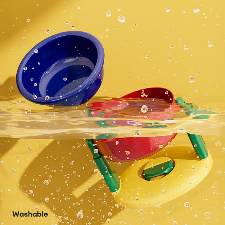 Detail of the anti-slip suction base of the adjustable raised pet feeder, secures to floor.