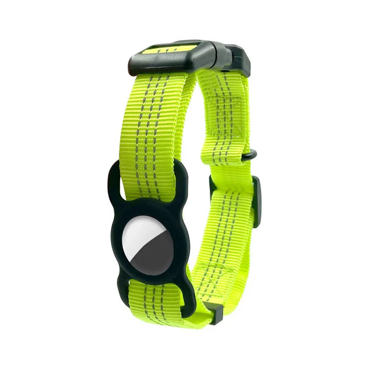Nylon dog collar, highly reflective for outdoor dog gear, with adjustable strap for perfect fit.