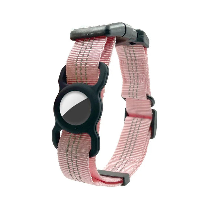 Pet safety dog collar, reflective material highlighting its enhanced visibility for walking dogs.