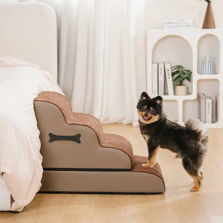 Durable pet furniture: washable soft dog stairs with gentle ramp, easy assembly