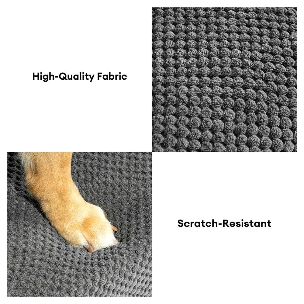 Grey washable dog stairs with built-in gentle ramp for easy pet access to furniture