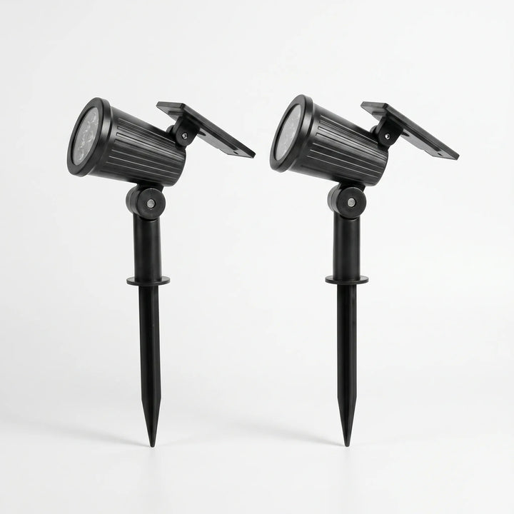 Weather-resistant solar landscape light with adjustable head for yard accent lighting.