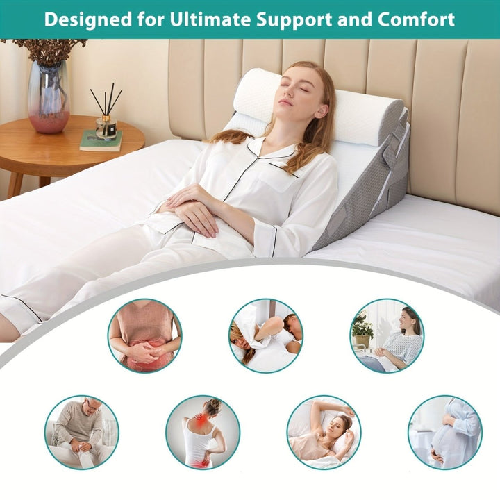 Versatile adjustable wedge pillow for reading, sleeping, or relaxing with optimal back support.