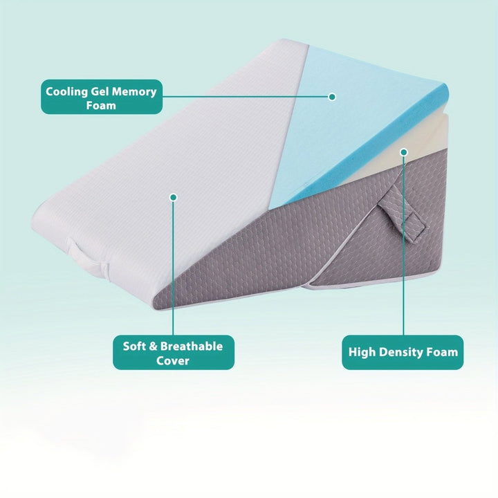 Soft, comfortable adjustable wedge pillow for ultimate back and leg support and relaxation at home.