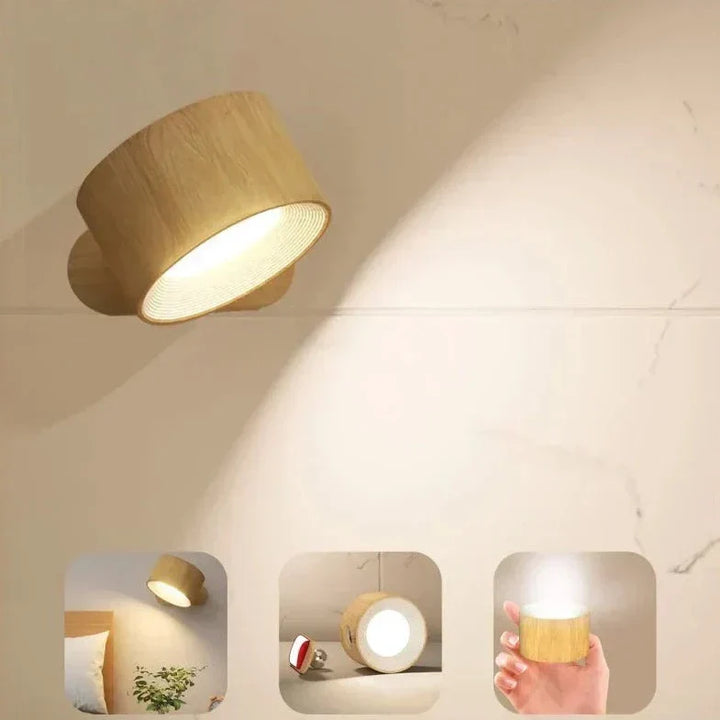 Modern LumoFlex adjustable wireless wall lamp illuminating a desk area, perfect for study light