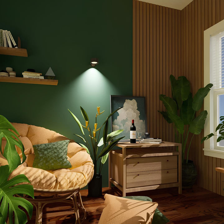 LumoFlex adjustable wireless rechargeable LED wall lamp with dimmable light, easy install