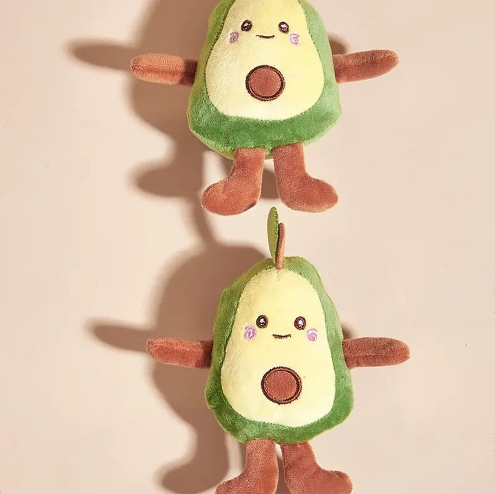 Adorable avocado plush pet toy with squeaker, perfect for interactive play with dogs or cats
