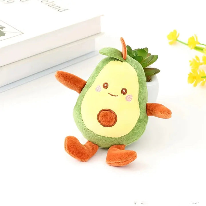 Green avocado-shaped plush pet toy, durable and chew-resistant for energetic dogs and cats