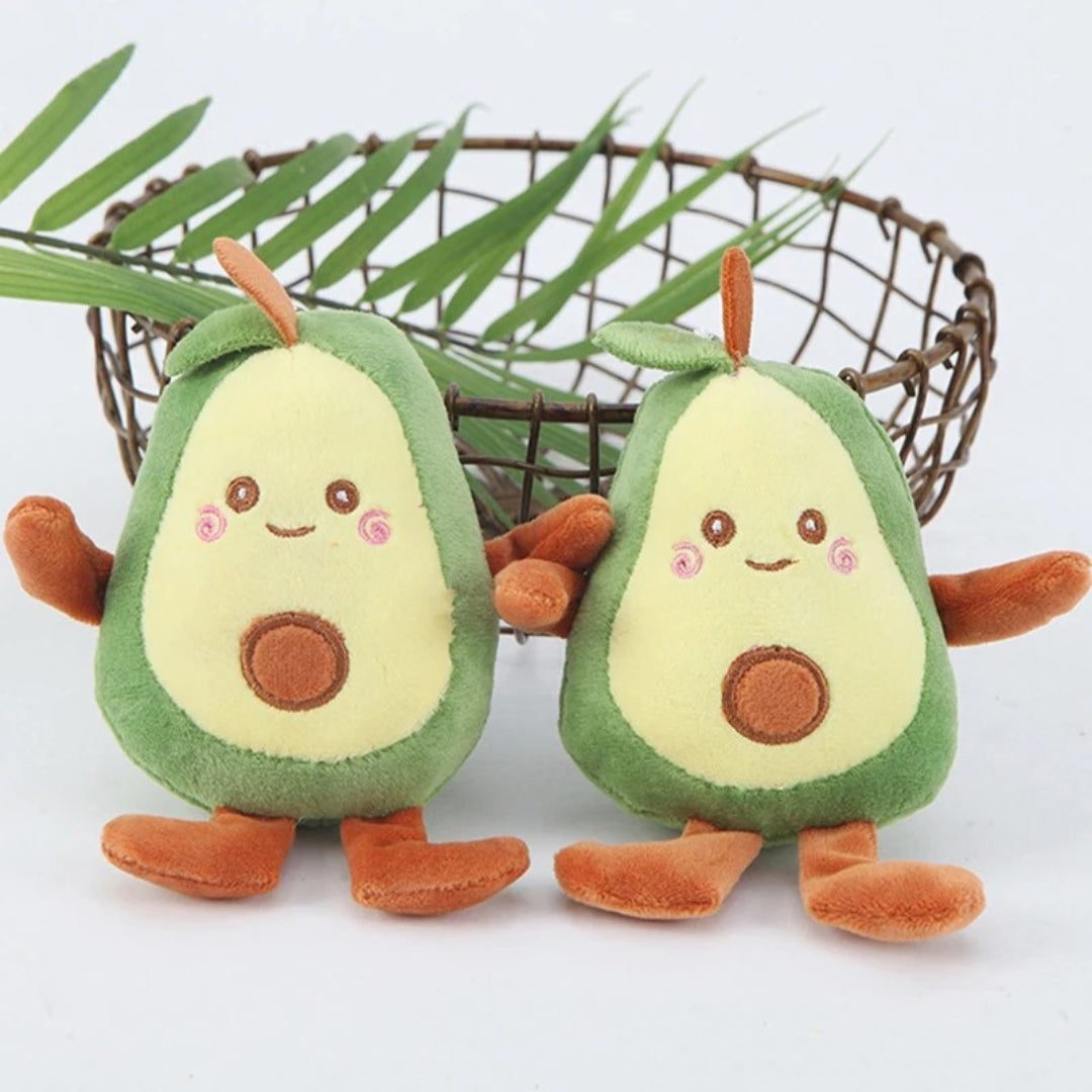 Soft avocado pet toy with built-in squeaker, inviting playful cats and dogs for hours of fun
