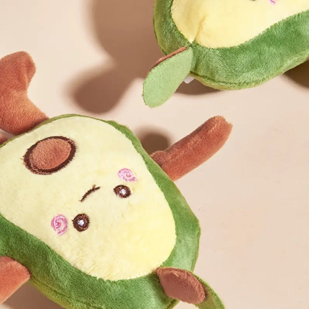 Vibrant green avocado plush toy, a robust and entertaining squeaky companion for your pet